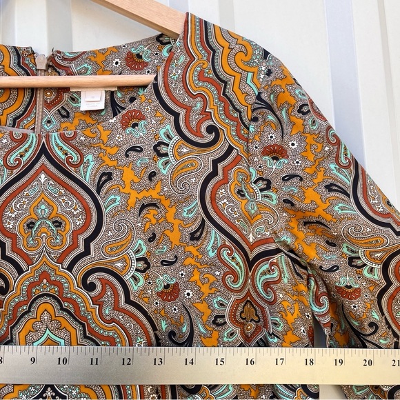 J. CREW Collection Dress Jules 100% Silk Gold Italian Paisley Shift Womens 6 - Picture 8 of 14